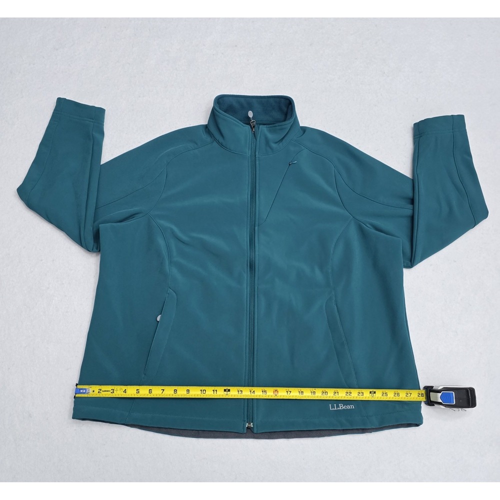 LL Bean Womens 2X Softshell Jacket Teal Blue Fleece Lined Full Zip 258215 - Picture 13 of 16